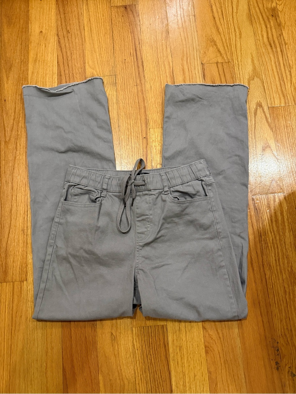 Rewash Gray Purple Wide Leg Drawstring Pull On Pants S Raw Hem